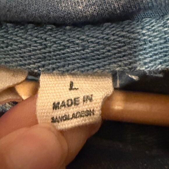 Bronxton IJOAH Acid Wash Hoodie L Blue Keyhole Cutout Kangaroo Pocket - Picture 5 of 6